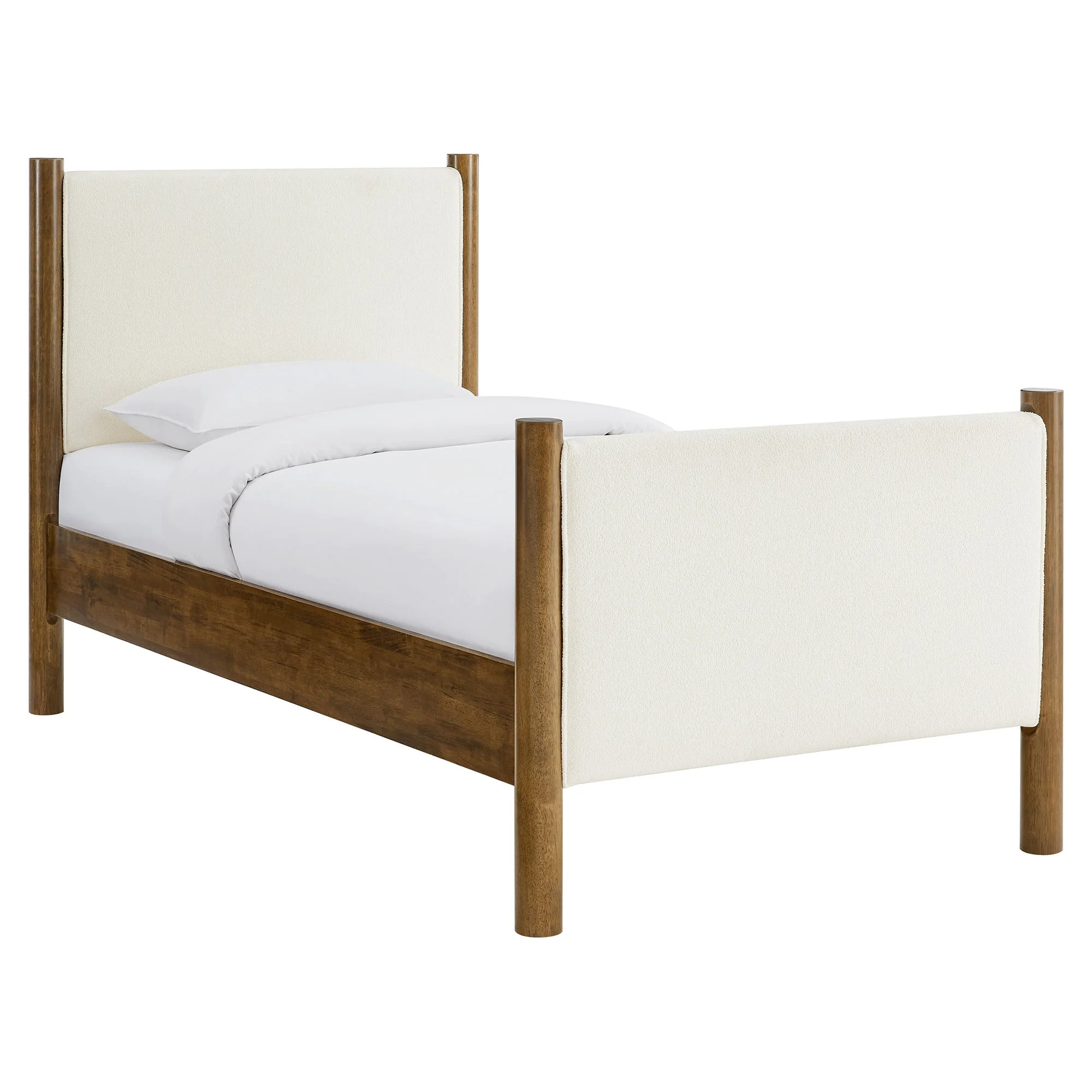 Wood Platform Bed with Upholstered Headboard and Footboard - Image 36