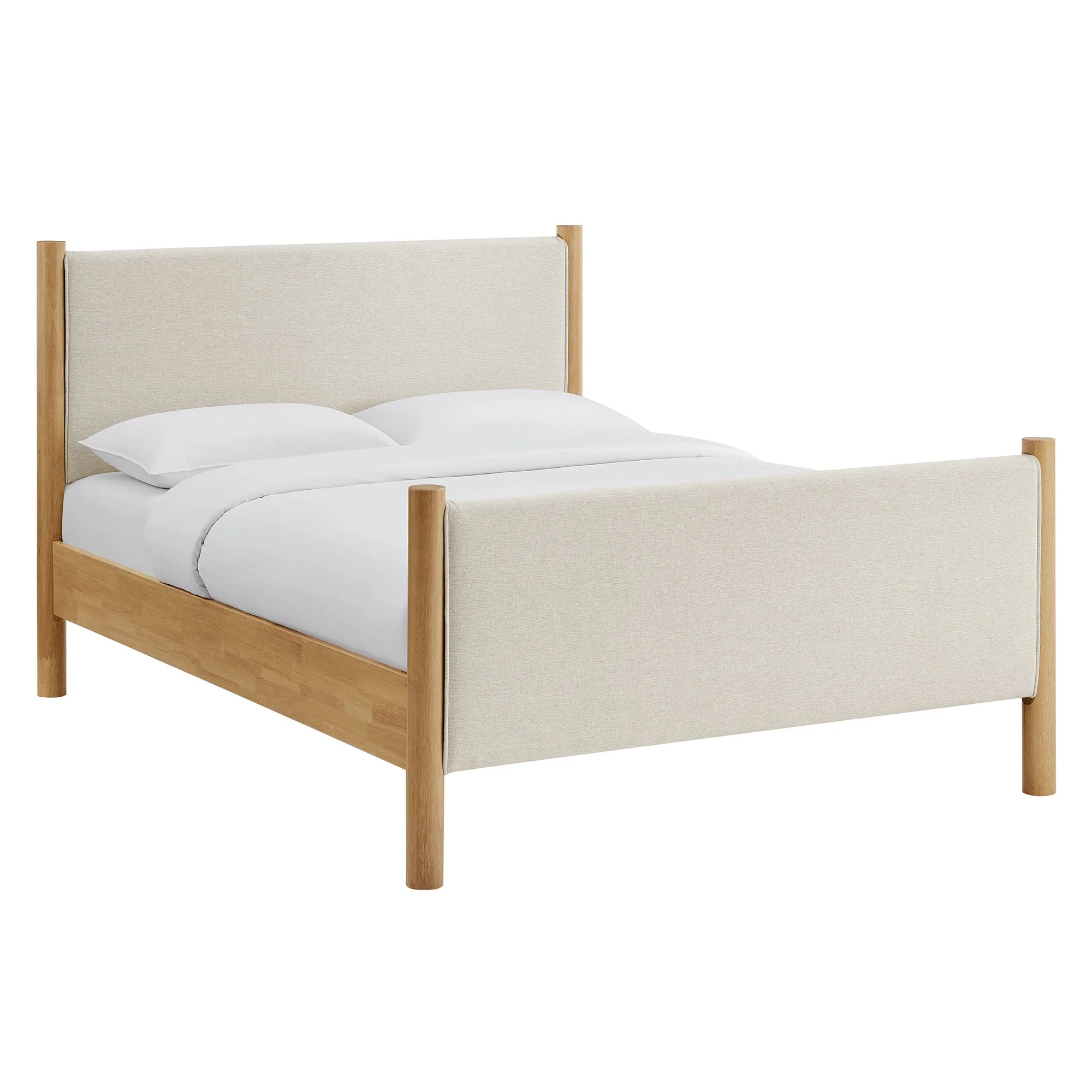 Wood Platform Bed with Upholstered Headboard and Footboard - Image 41