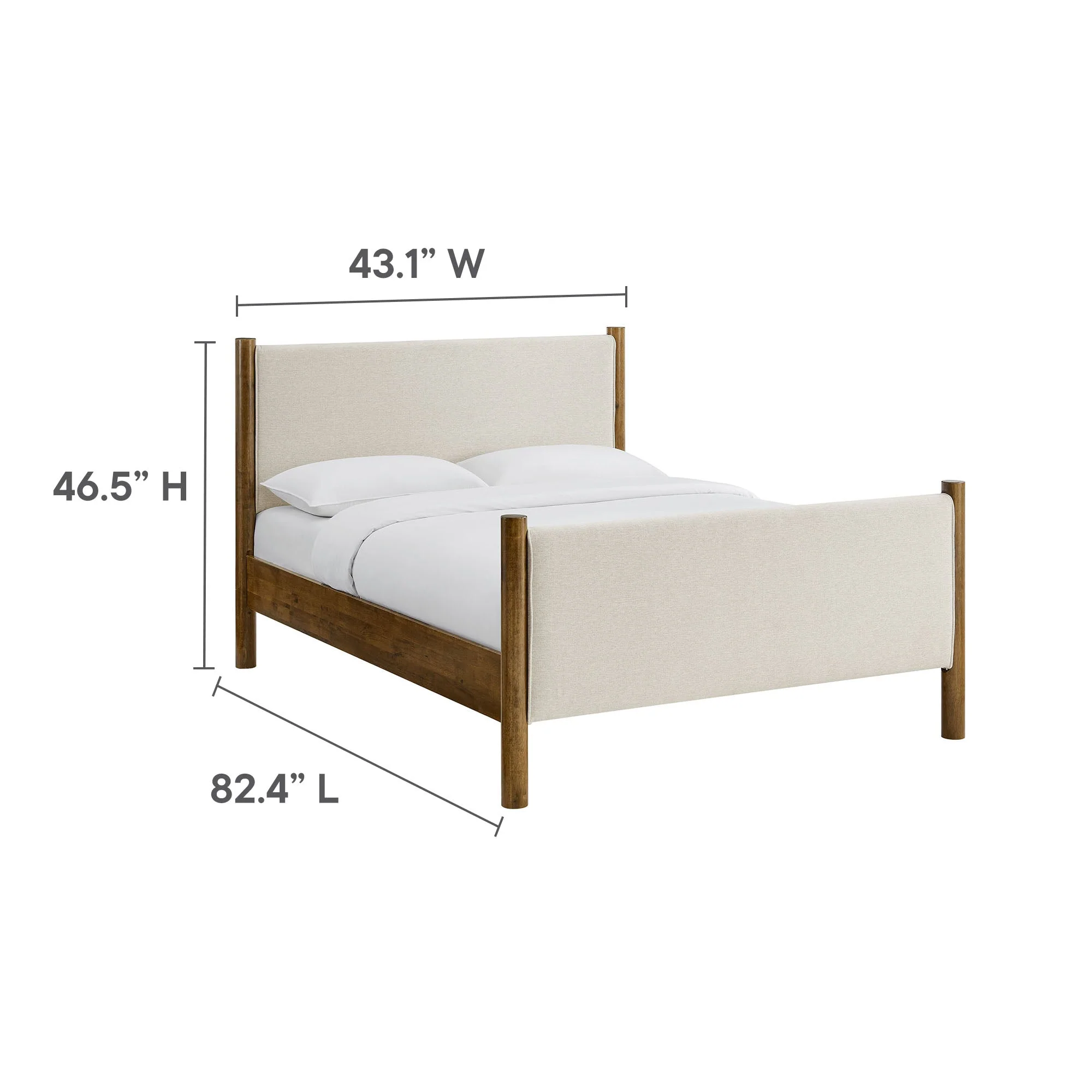 Wood Platform Bed with Upholstered Headboard and Footboard - Image 49