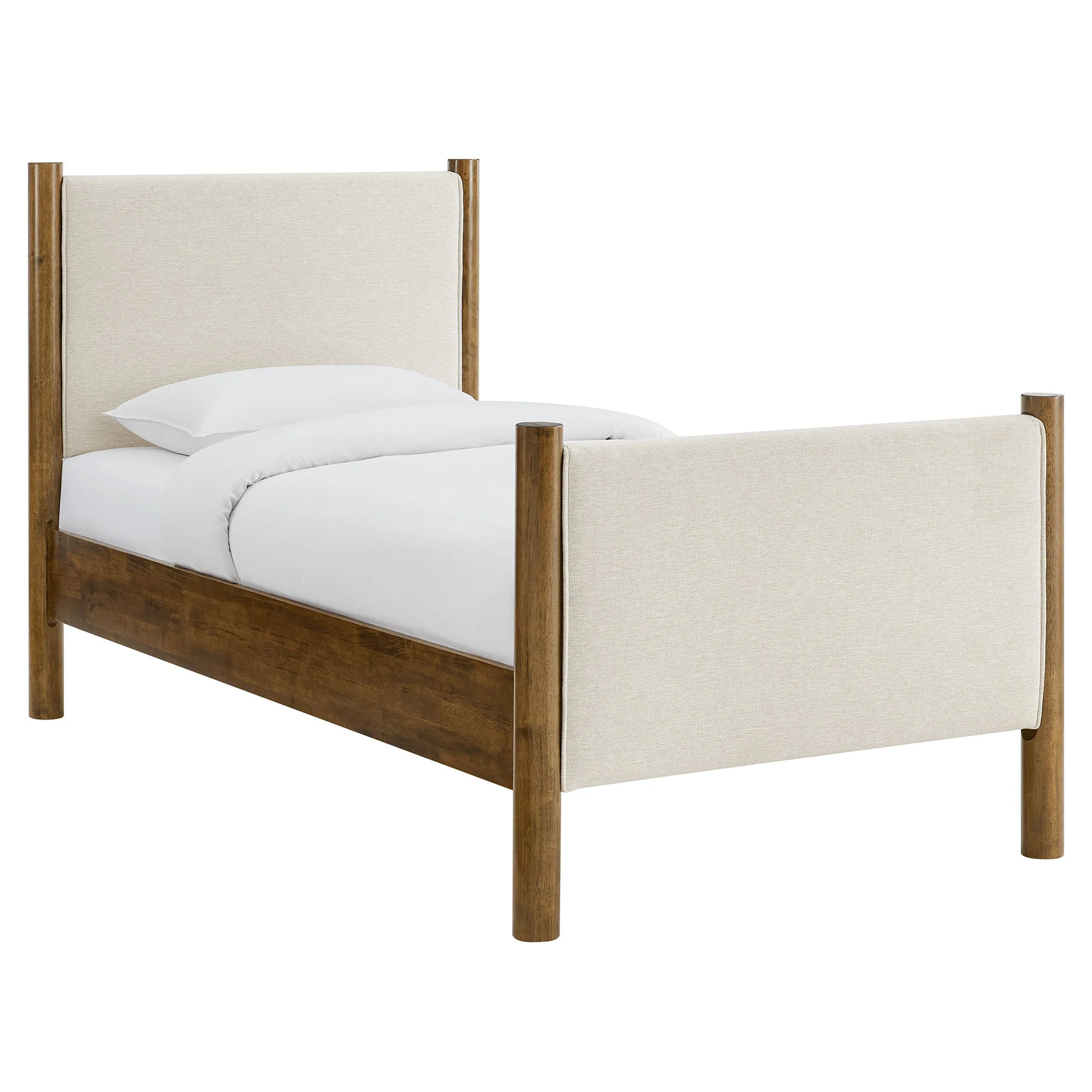 Wood Platform Bed with Upholstered Headboard and Footboard - Image 6