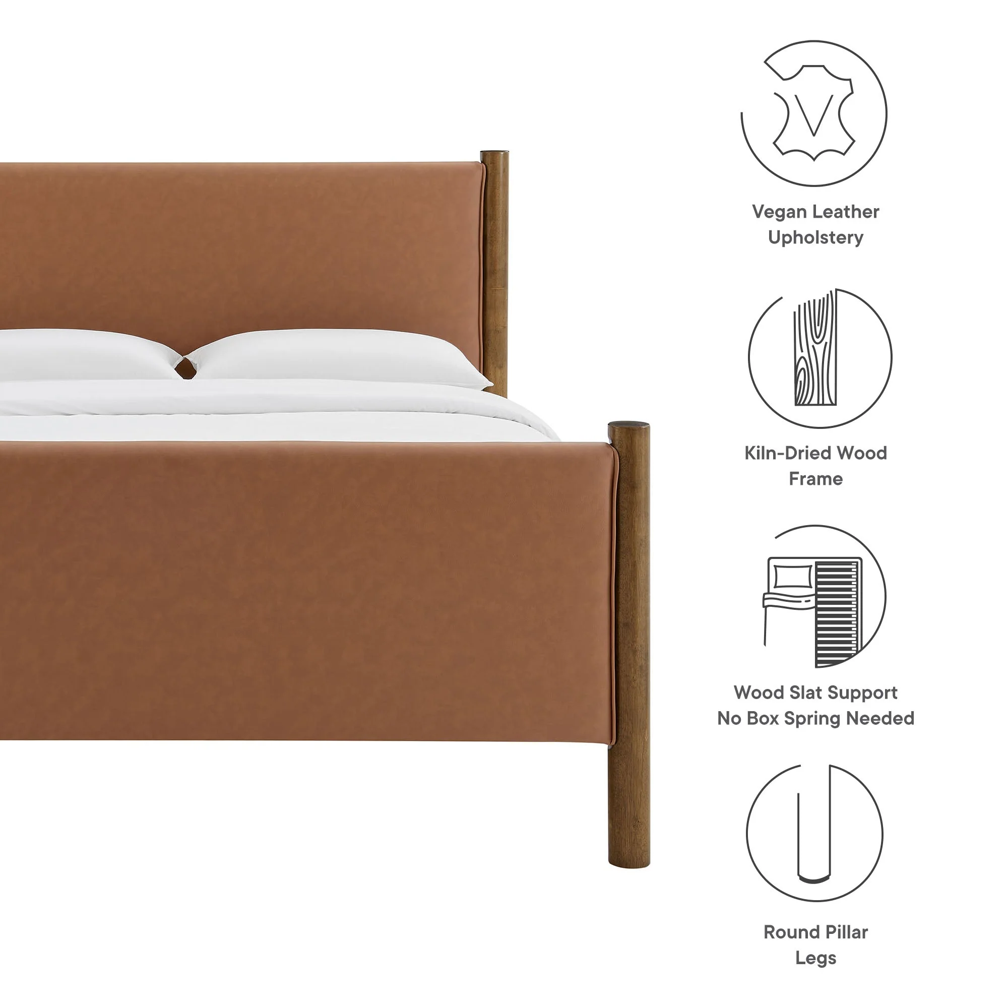 Wood Platform Bed with Upholstered Headboard and Footboard - Image 67