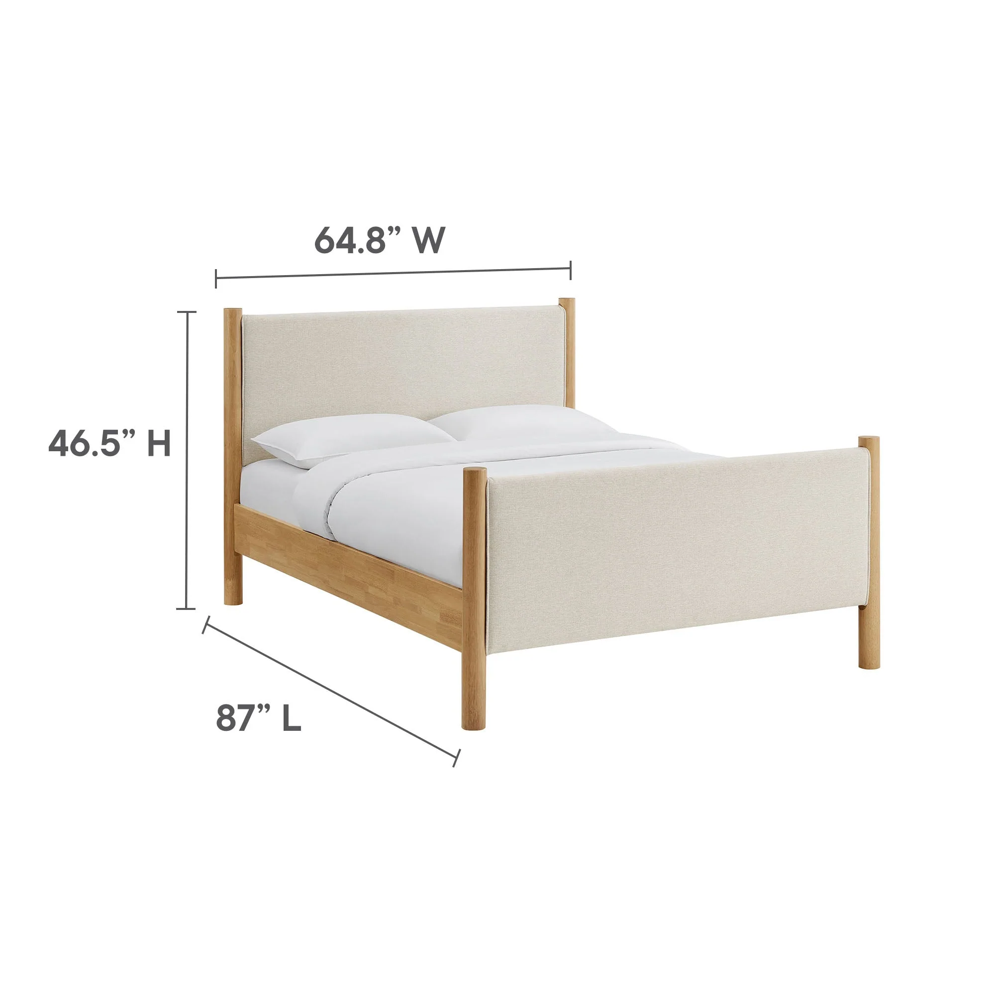 Wood Platform Bed with Upholstered Headboard and Footboard - Image 83