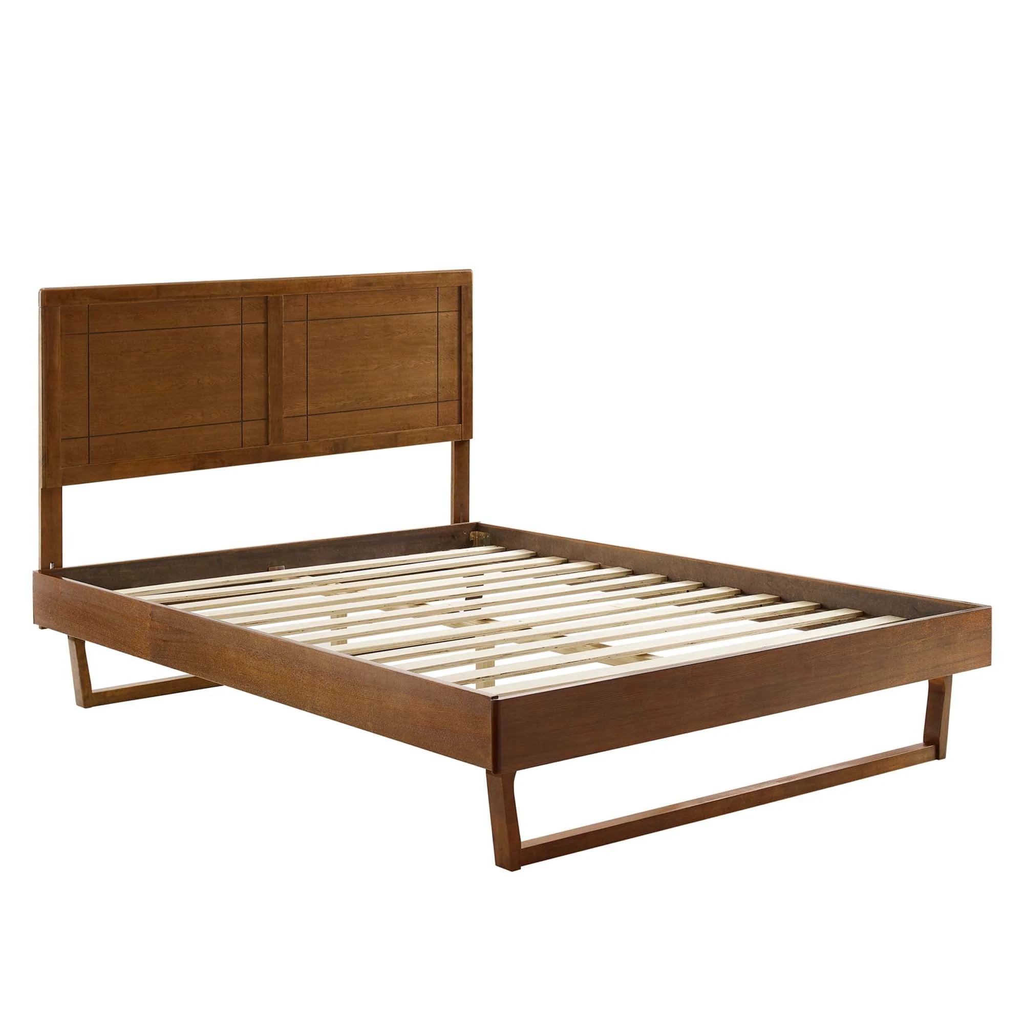 Wood Platform Bed with Window Pane Headboard - Image 41