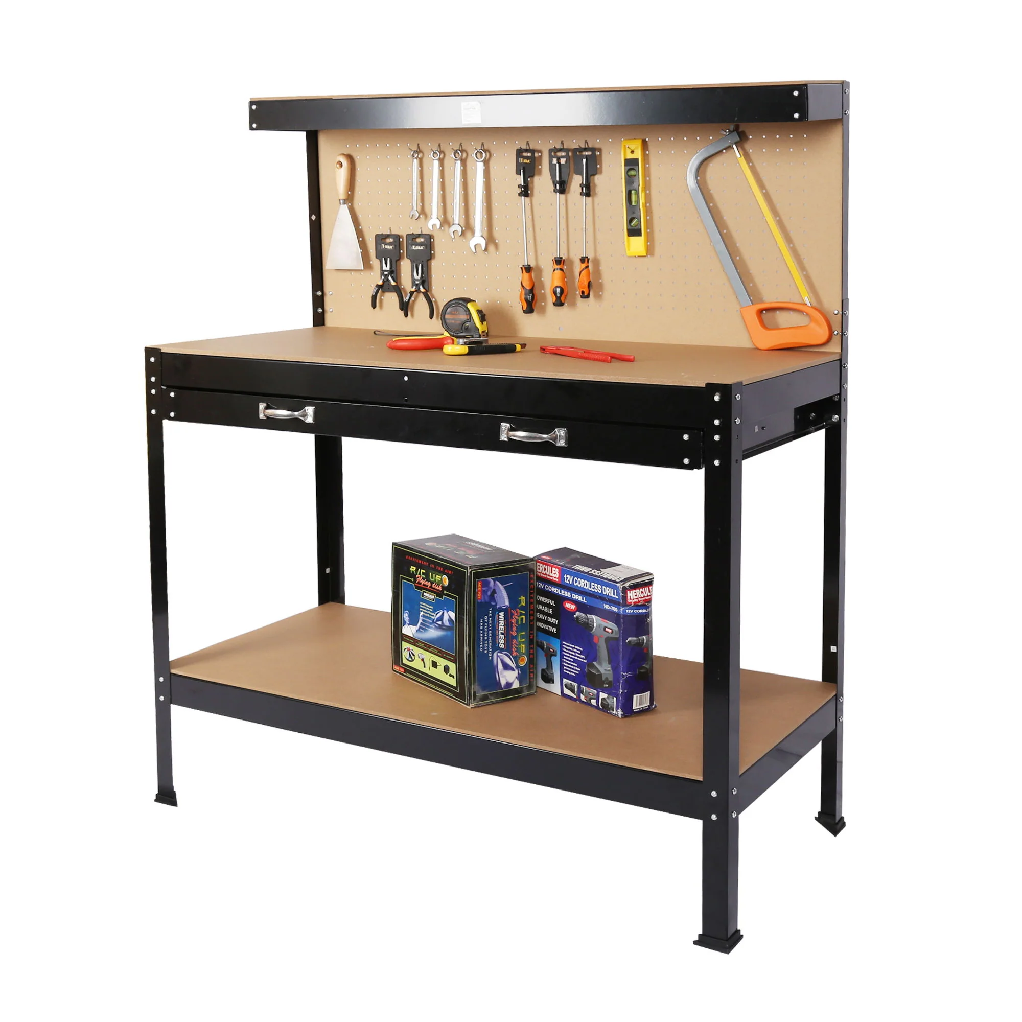 Wood Work Bench - Black / Light Brown - Image 3