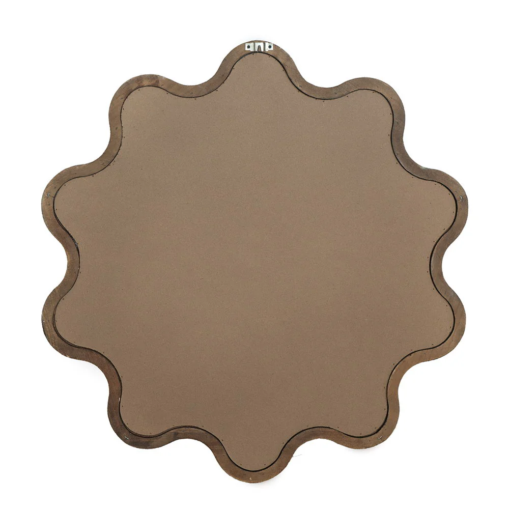 Wooden Accent Mirror With Unique Frame, Wall Mirror For Living Room Bedroom Entryway - Brown - Image 9