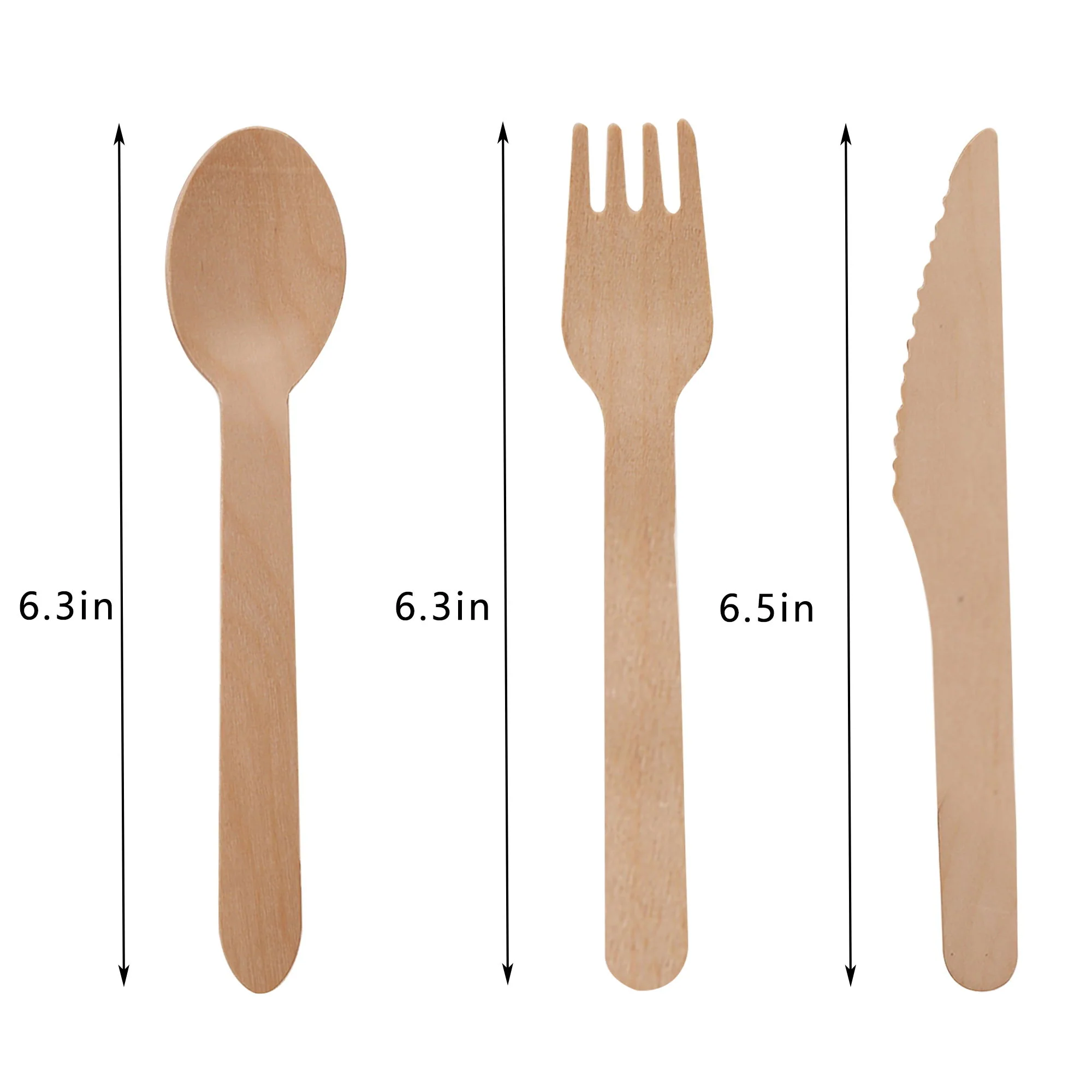 Wooden Compostable Utensils Set 300 Pieces 100 Forks 100 Spoons 100 Knives Sturdy Wood Disposable Cutlery Eco Friendly Biodegradable Utensils For Party Free From Plastic Cutlery Set For Eating - Natural Wood - Image 4