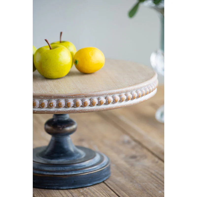 Wooden Display Stand With Beaded Trim - Black Brown - Image 9