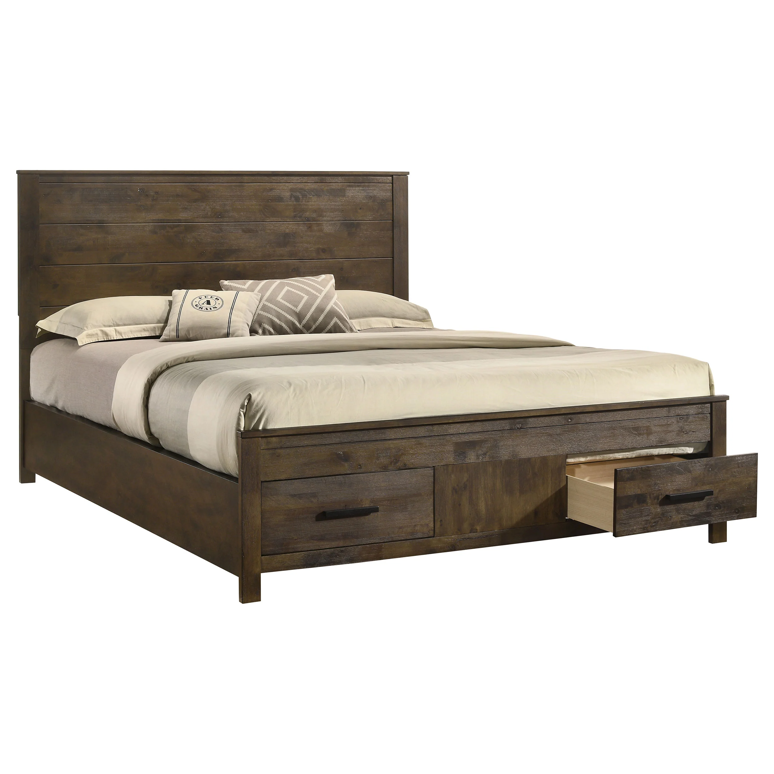Woodmont California King Storage Bed Rustic Golden Brown - Image 4