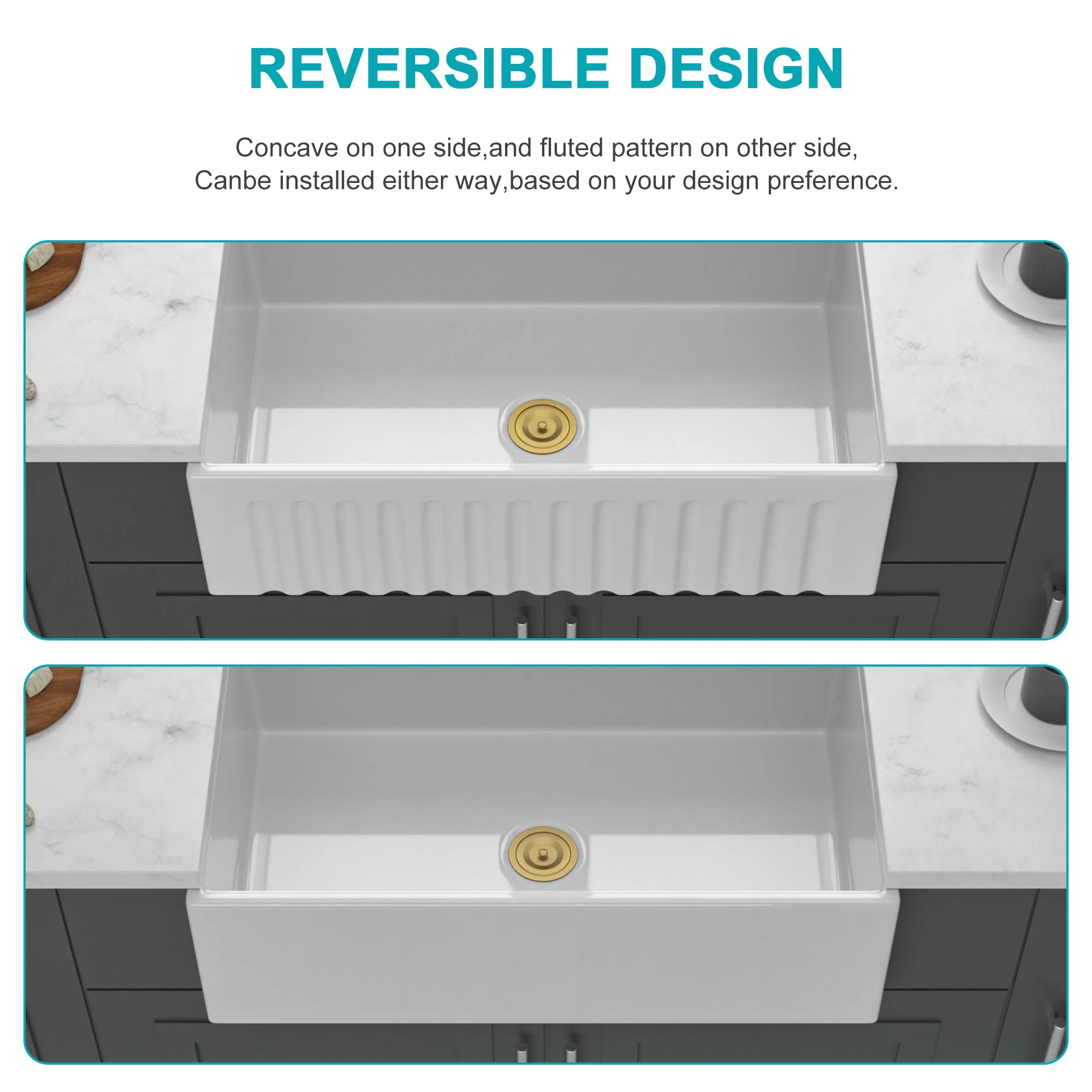Workstation, Single Bowl Apron Front Kitchen Sink - White - Image 3