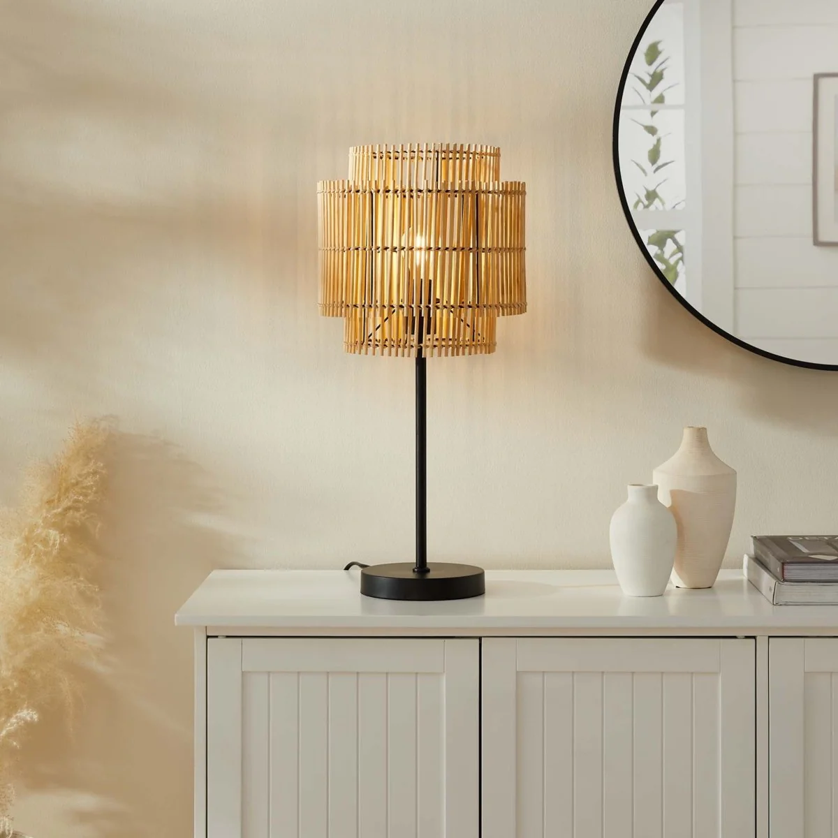 Woven Bamboo Table Lamp – Natural Finish - Image 5