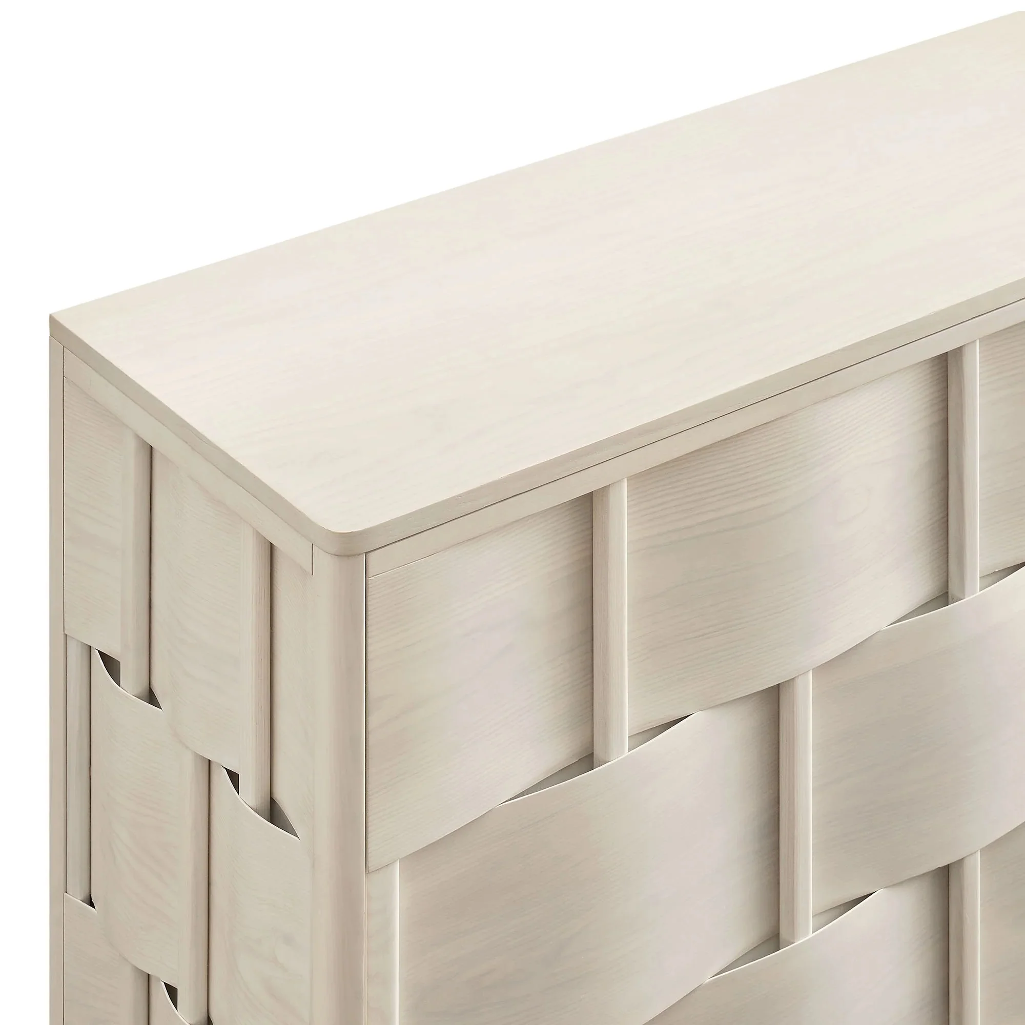 Woven Pattern Sideboard Storage Cabinet – Wood Finish 71 Inch - Image 9