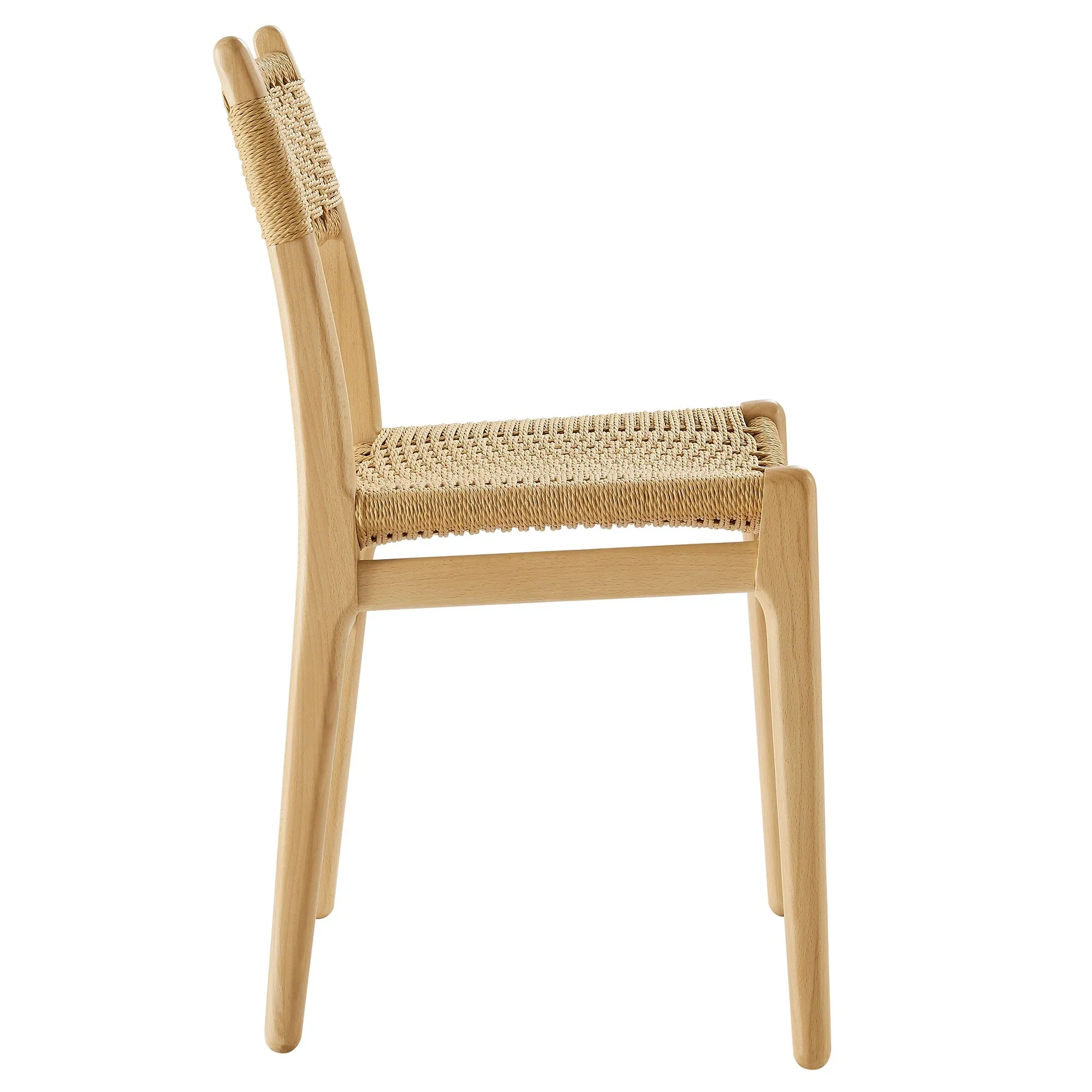 Woven Rope and Wood Dining Side Chairs with Beech Frame – Set of 2 - Image 4