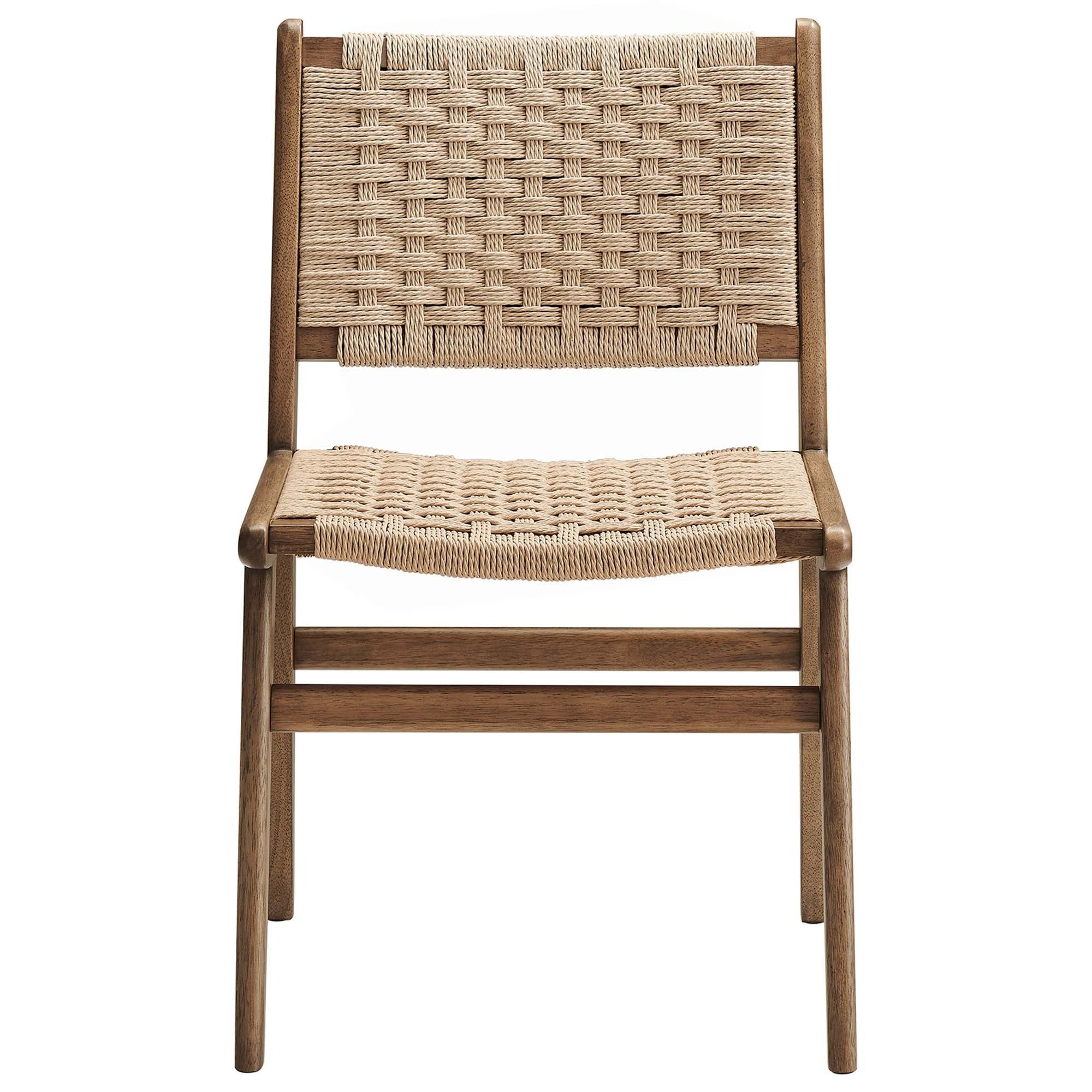 Woven Rope Wood Dining Side Chair Set of 2 – Basket Weave Design - Image 27