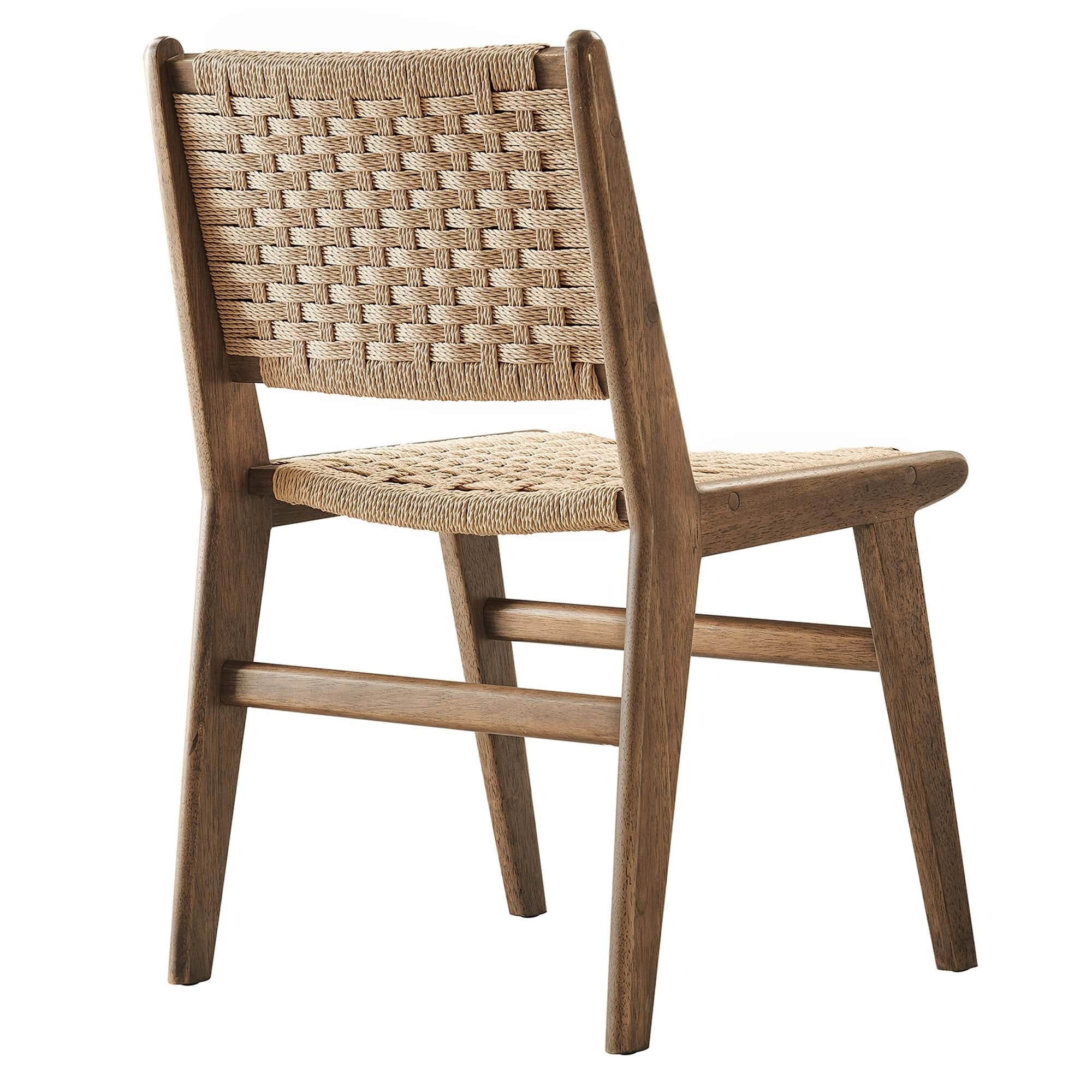 Woven Rope Wood Dining Side Chair Set of 2 – Basket Weave Design - Image 29