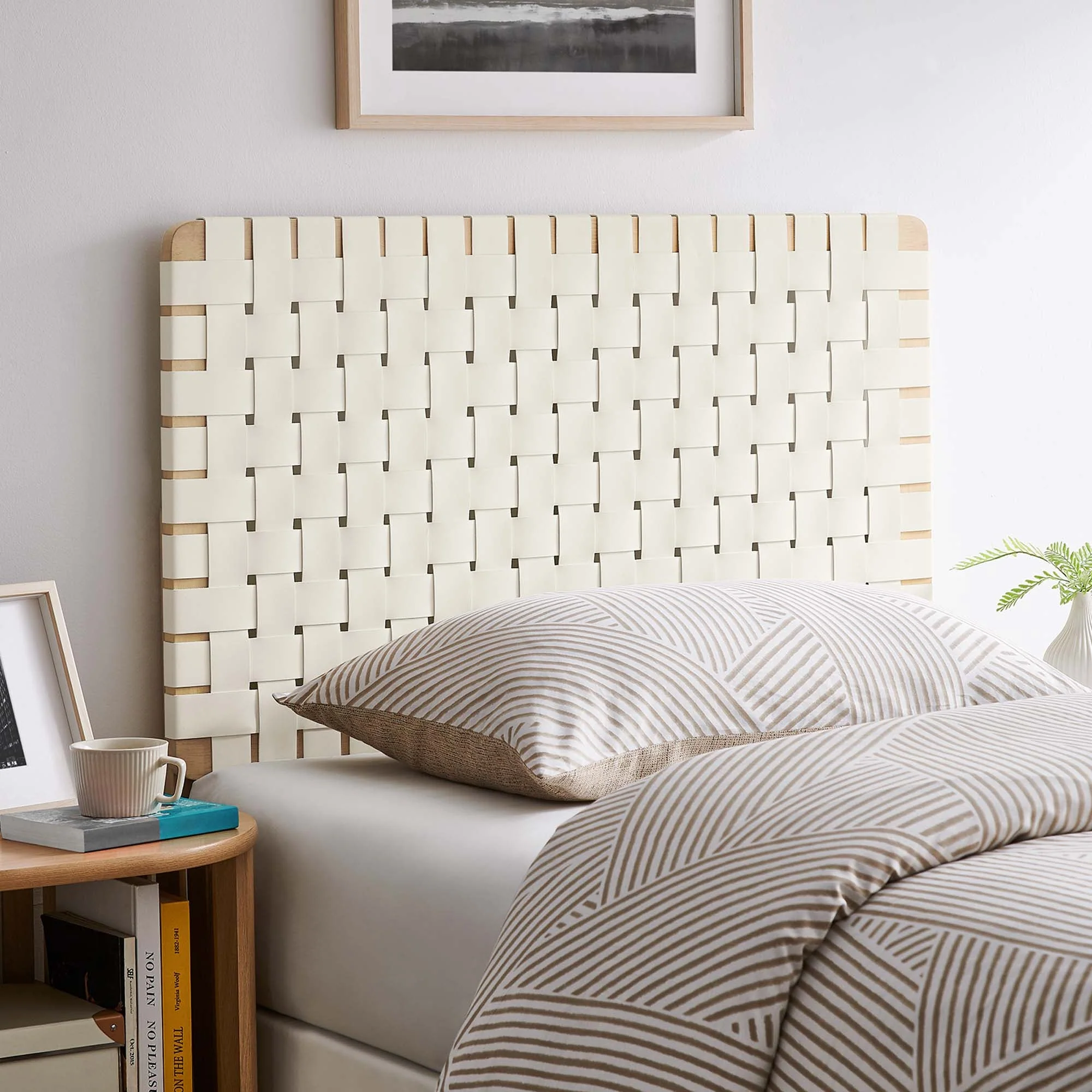 Woven Vegan Leather Upholstered Headboard - Image 14