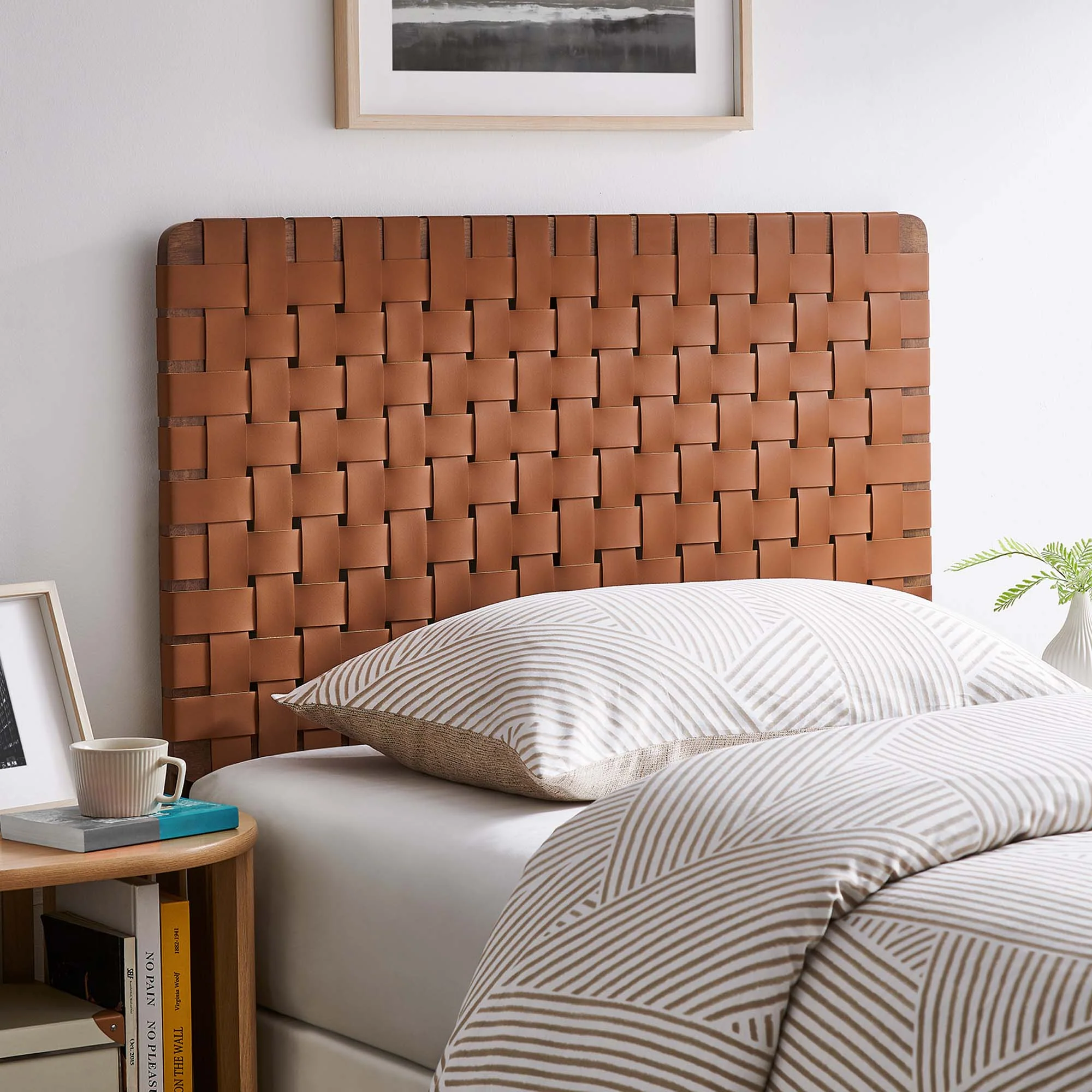 Woven Vegan Leather Upholstered Headboard - Image 28