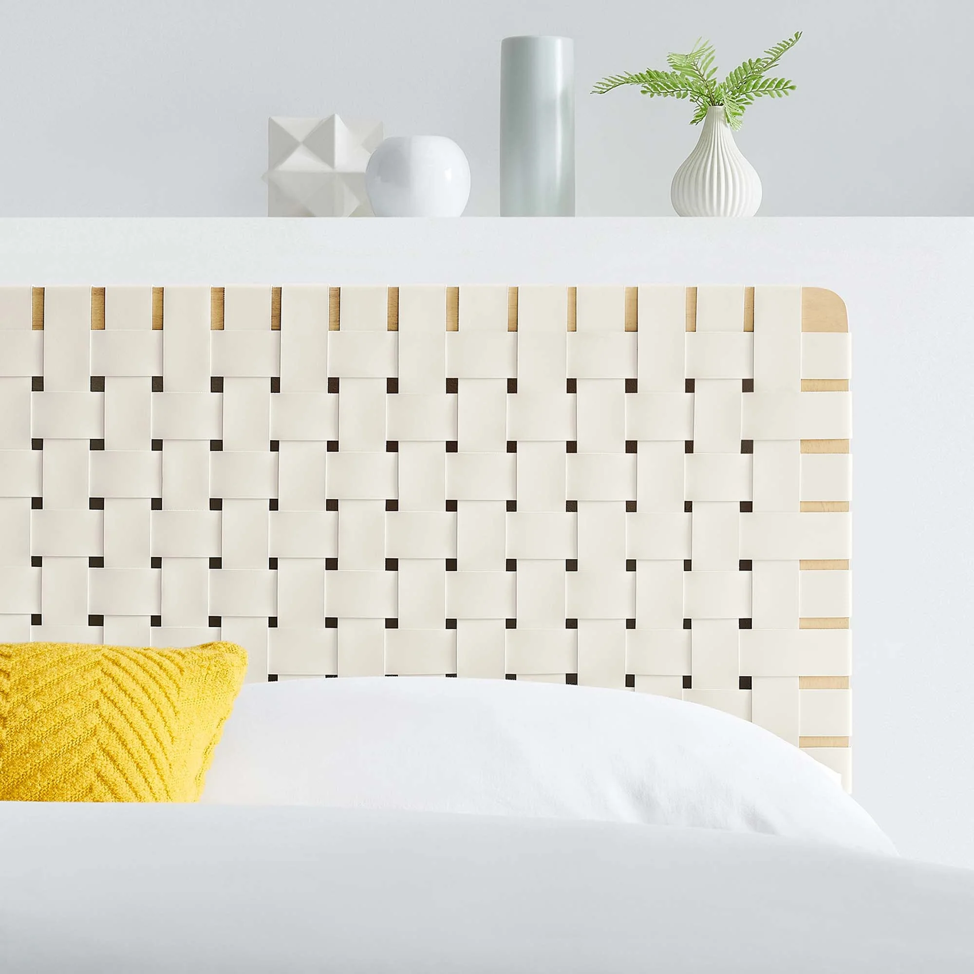 Woven Vegan Leather Upholstered Headboard - Image 44