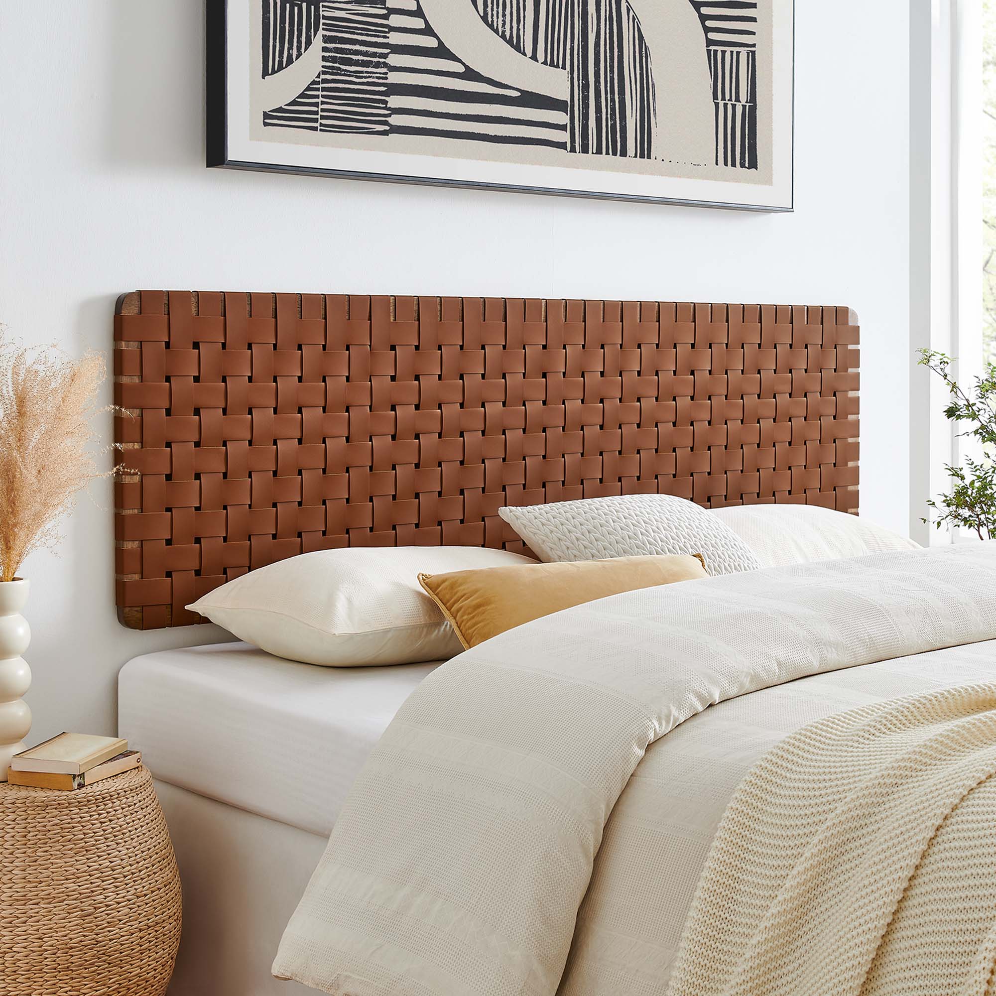 Woven Vegan Leather Wall-Mount Headboard - Image 104