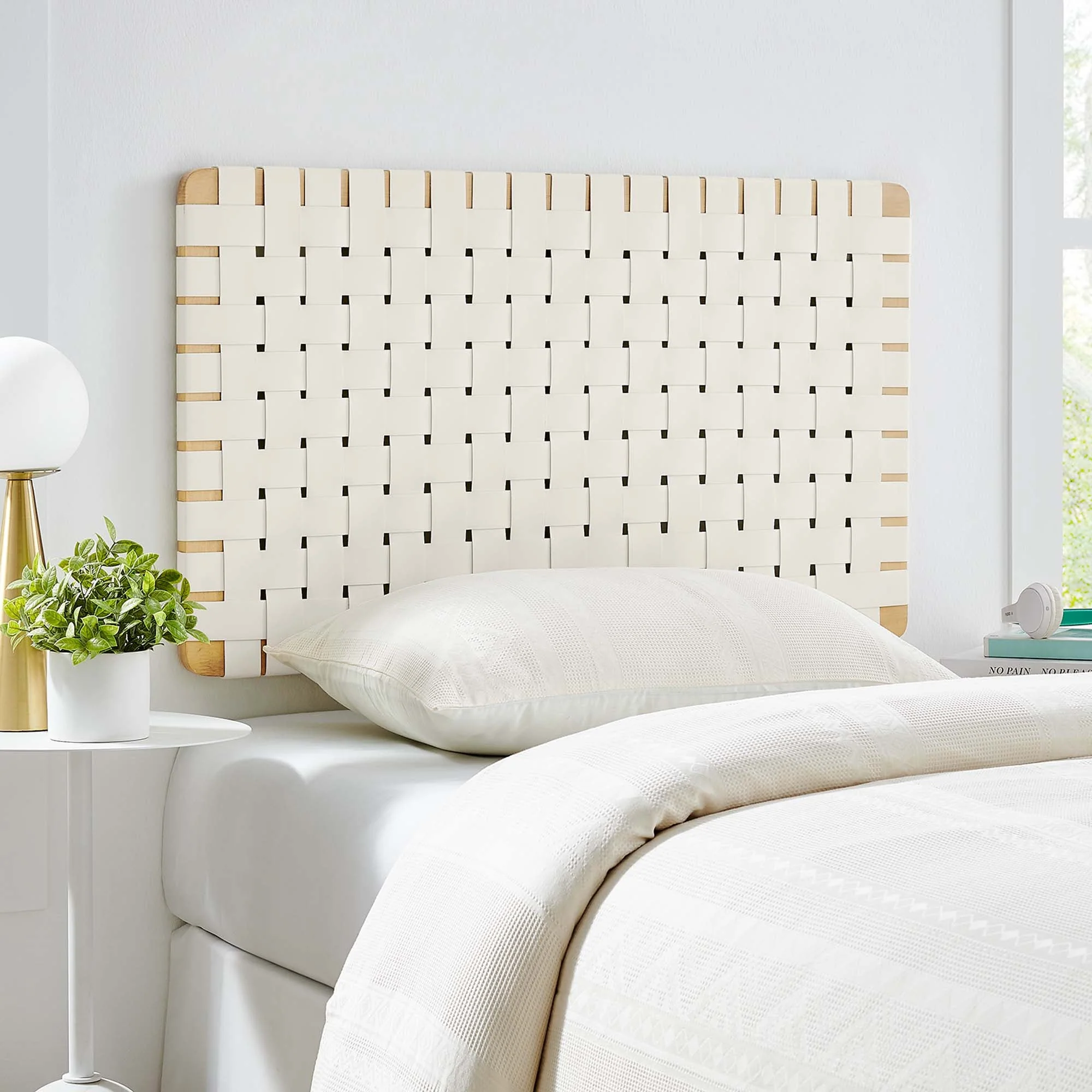Woven Vegan Leather Wall-Mount Headboard - Image 7