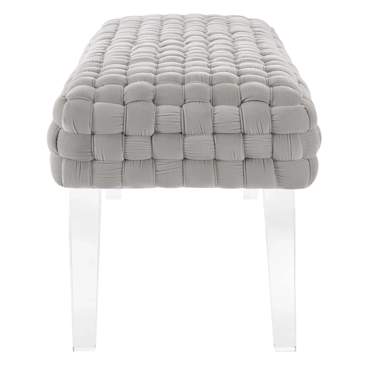 Woven Velvet Bench Ottoman with Acrylic Legs – 50 Inch - Image 19