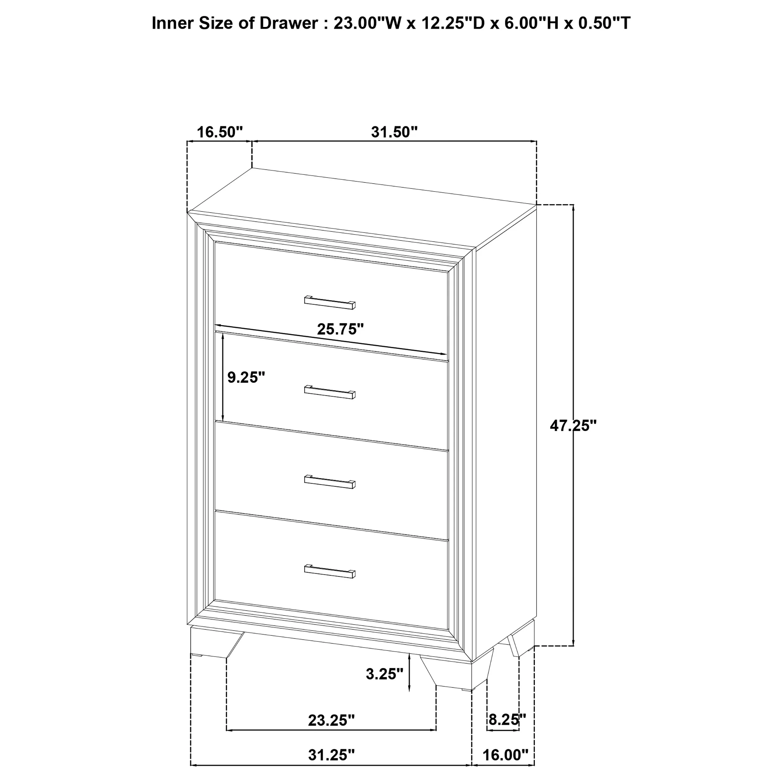Wright 4-Drawer Chest of Drawers in Brown Oak - Image 11