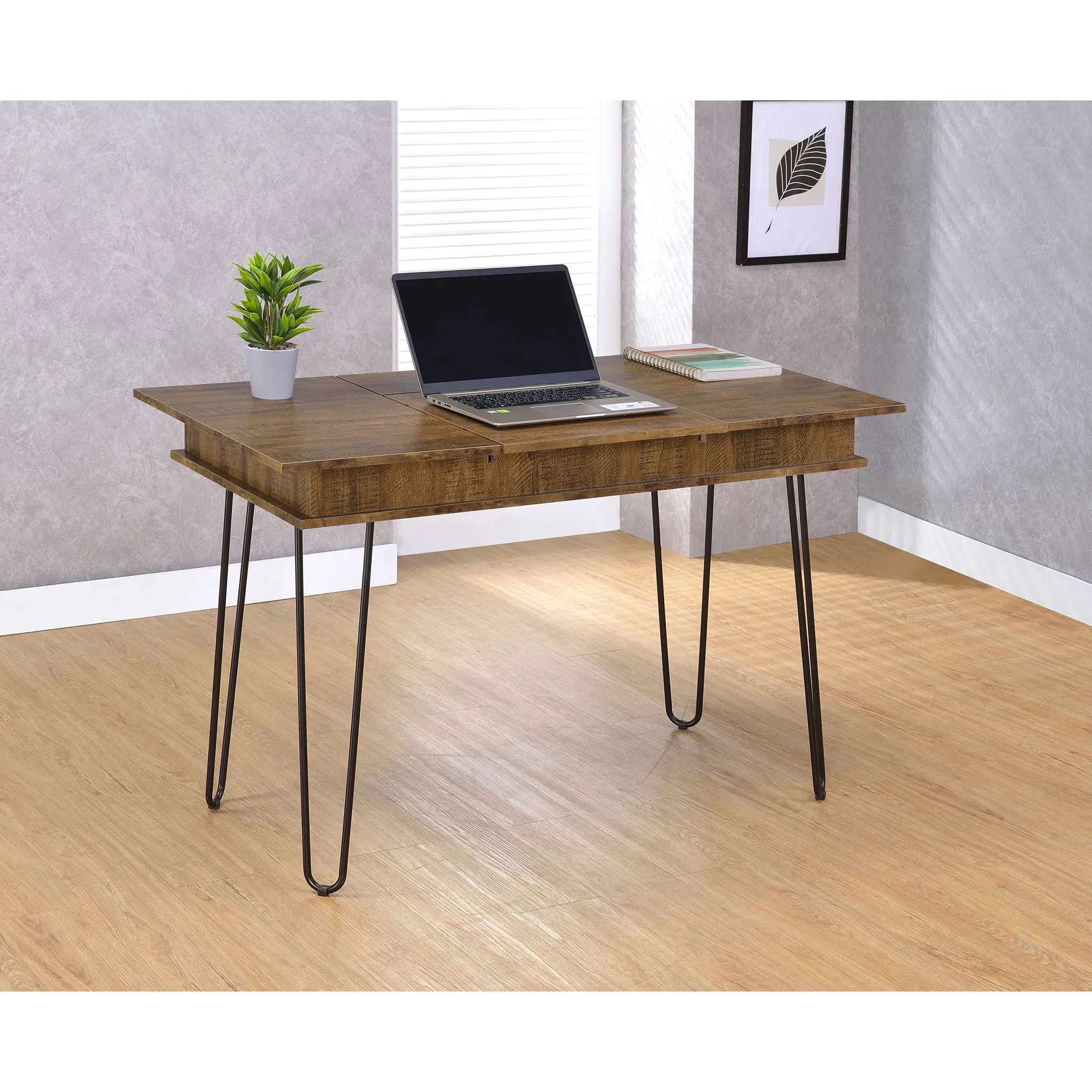 Writing Desk With 4 Hidden Storages - Brown - Image 3