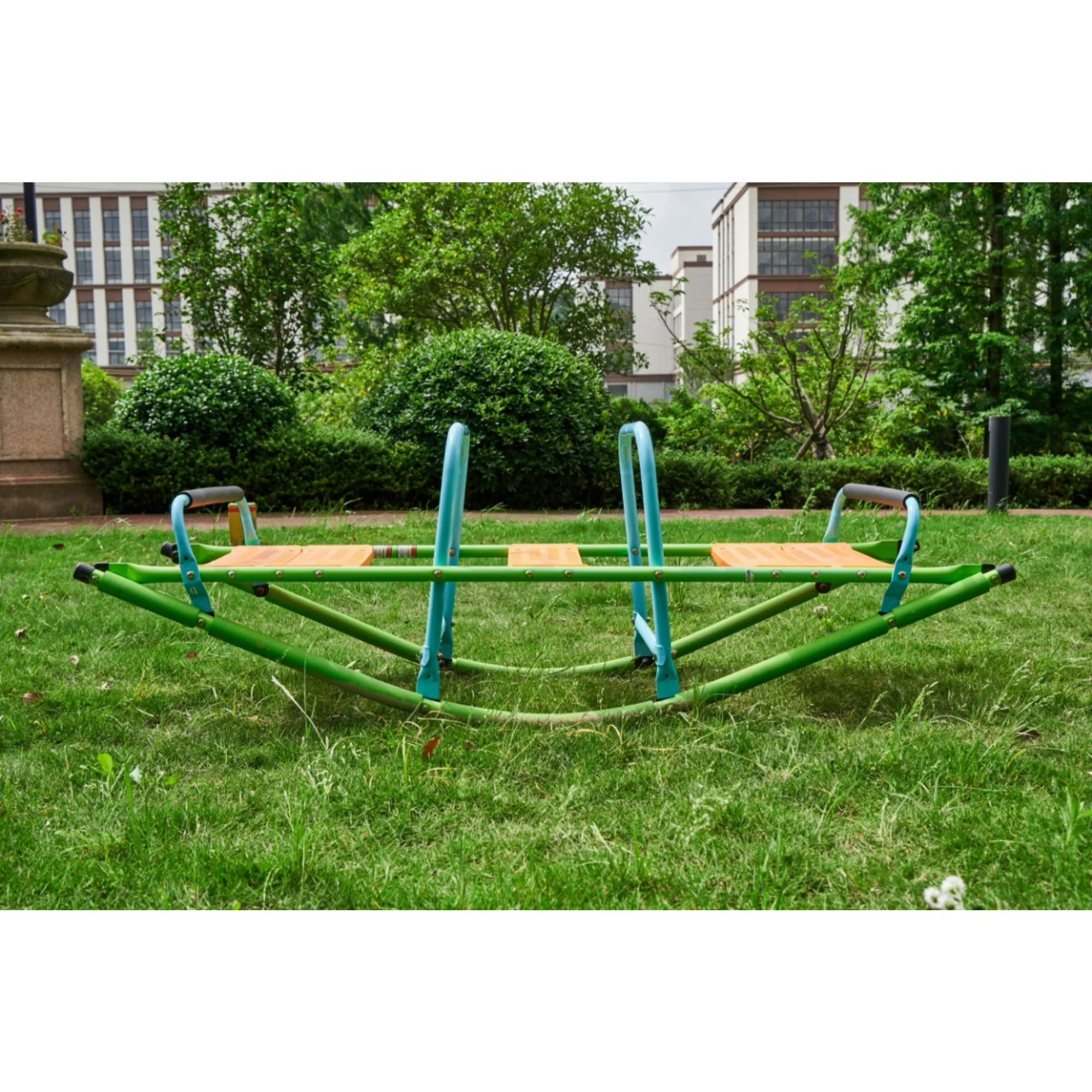 Xss008 High Quality Kids Seesaw Plastic Seat Playground Equipment Cute Baby Plastic Rocker Outdoor Children Steel Tube For Kids Age 3+ - Green / Blue - Image 3