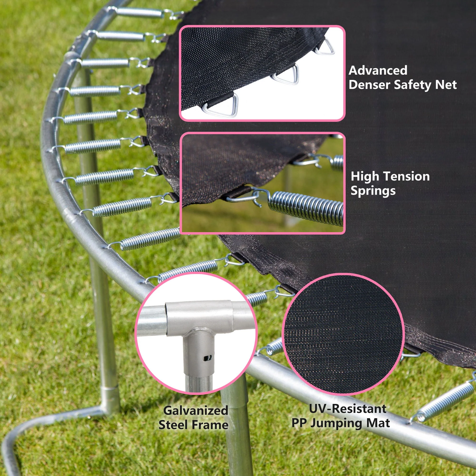 Yc 8Ft Trampoline Outer Net - Pink / Black - Image 5