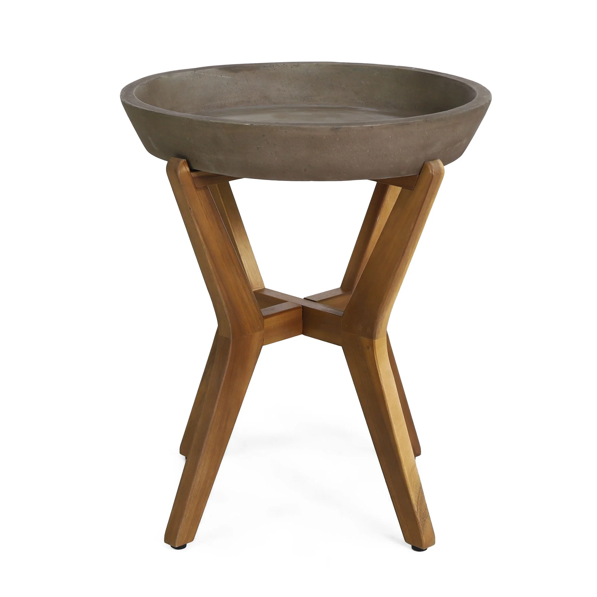 Yukon - Contemporary Side Table With Lightweight Concrete Top And Acacia Wood Frame - Gray - Image 3
