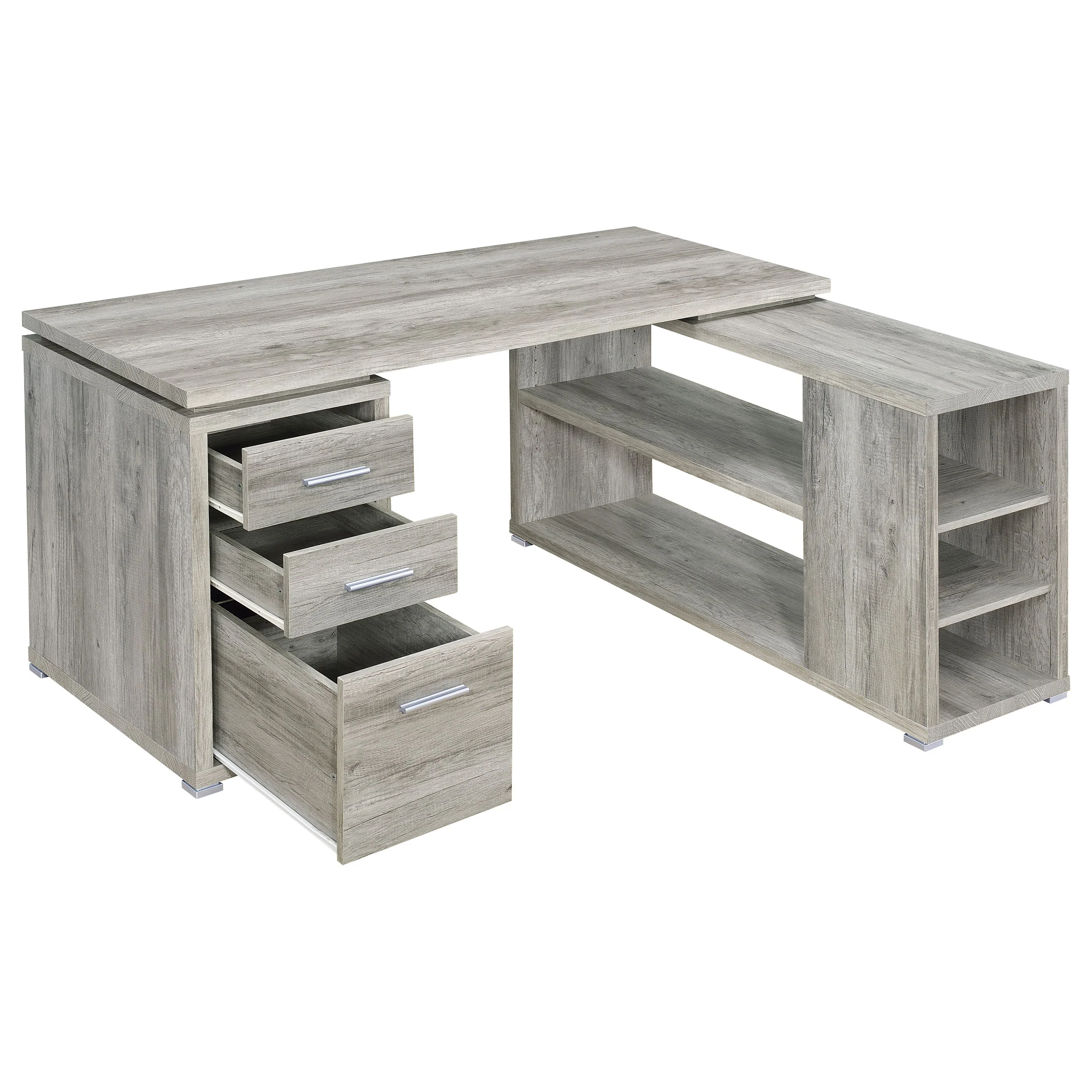 Yvette 60-inch L-Shape Computer Desk Grey Driftwood - Image 3