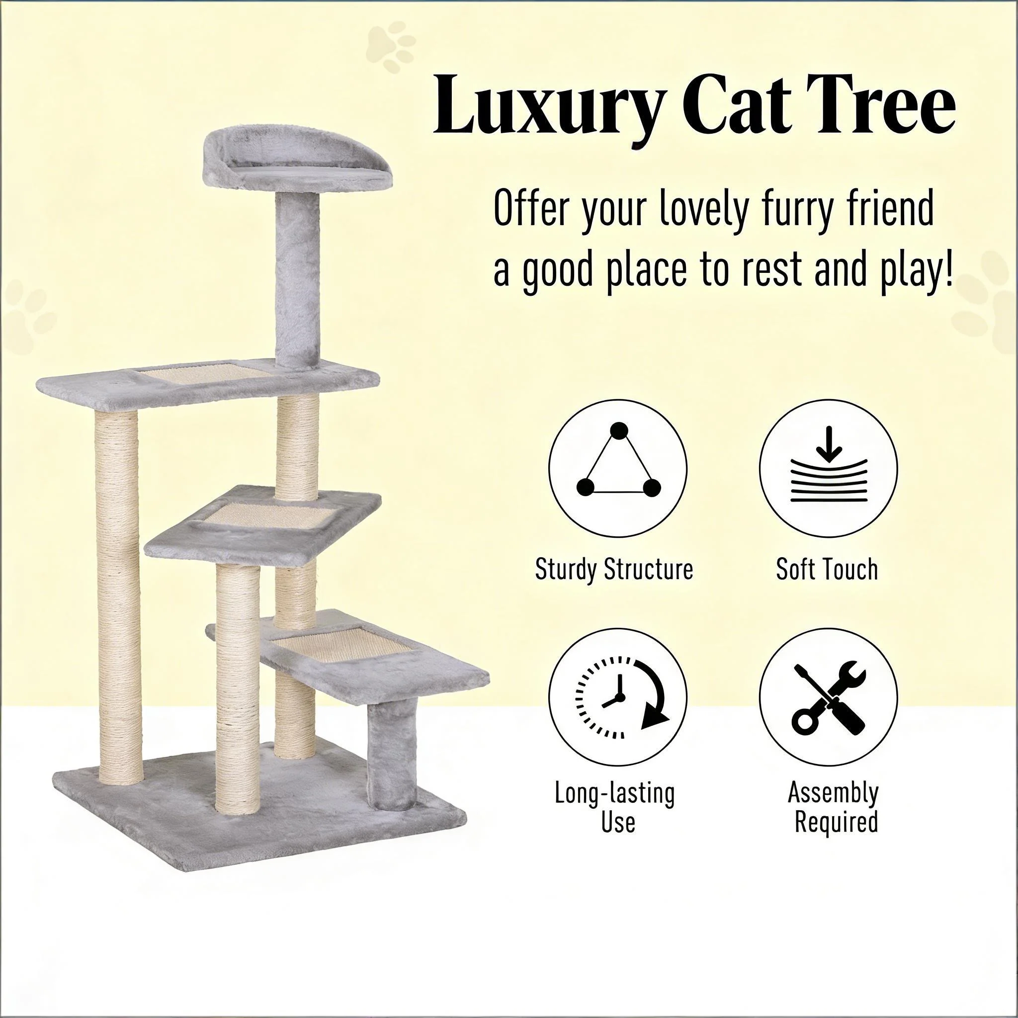 Zaniah 40-Inch Revolving Stair Cat Activity Tower Sisal and Plush - Image 5