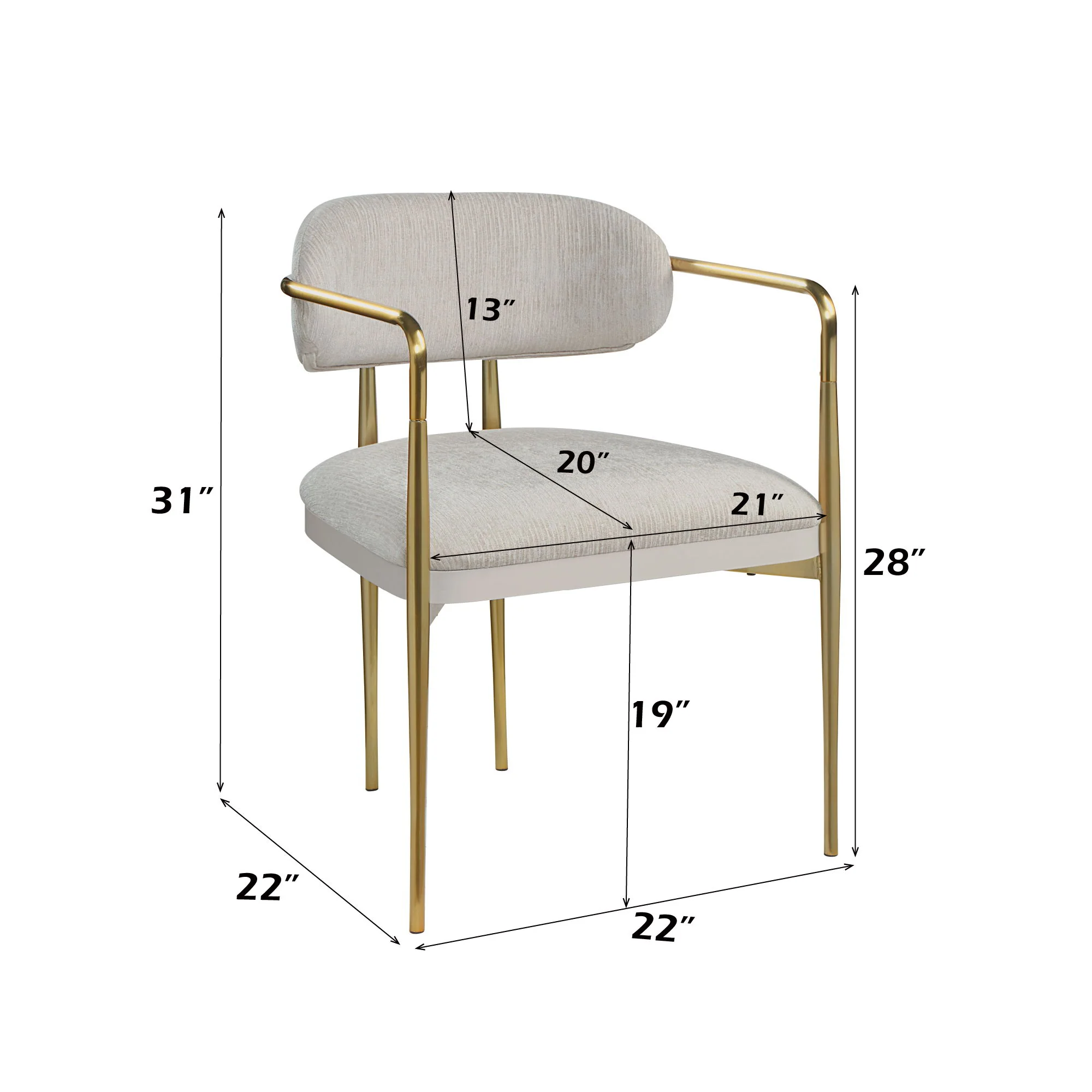 Zayn - Arm Chair (Set of 2) - Beige / Gold - Image 3
