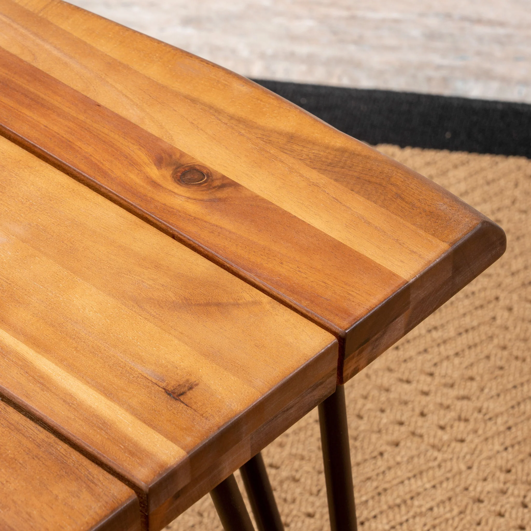 Zion - Outdoor Industrial Iron And Coffee Table - Teak - Image 4