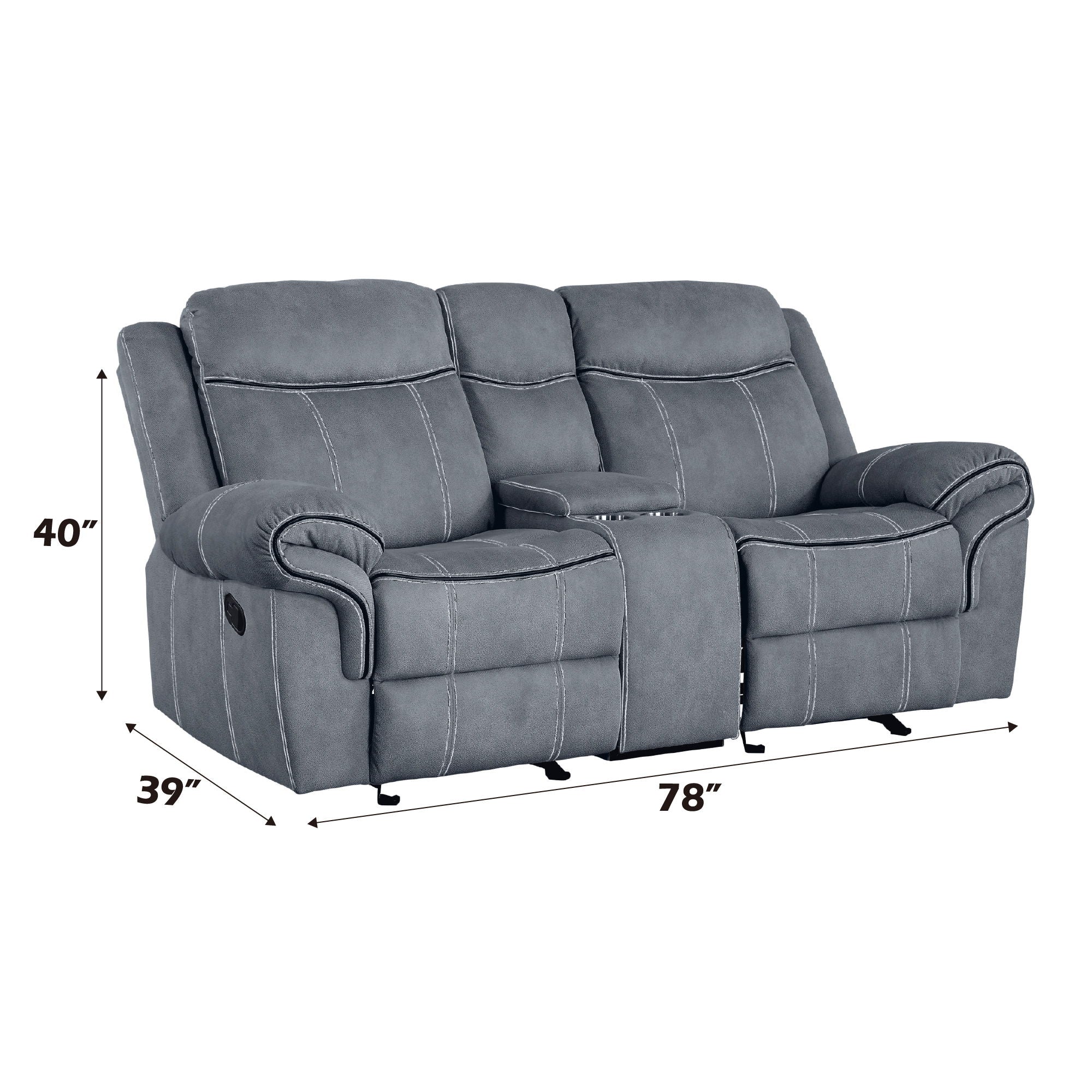 Zubaida - Two Tone Recliner Loveseat With USB Port Console - Image 10