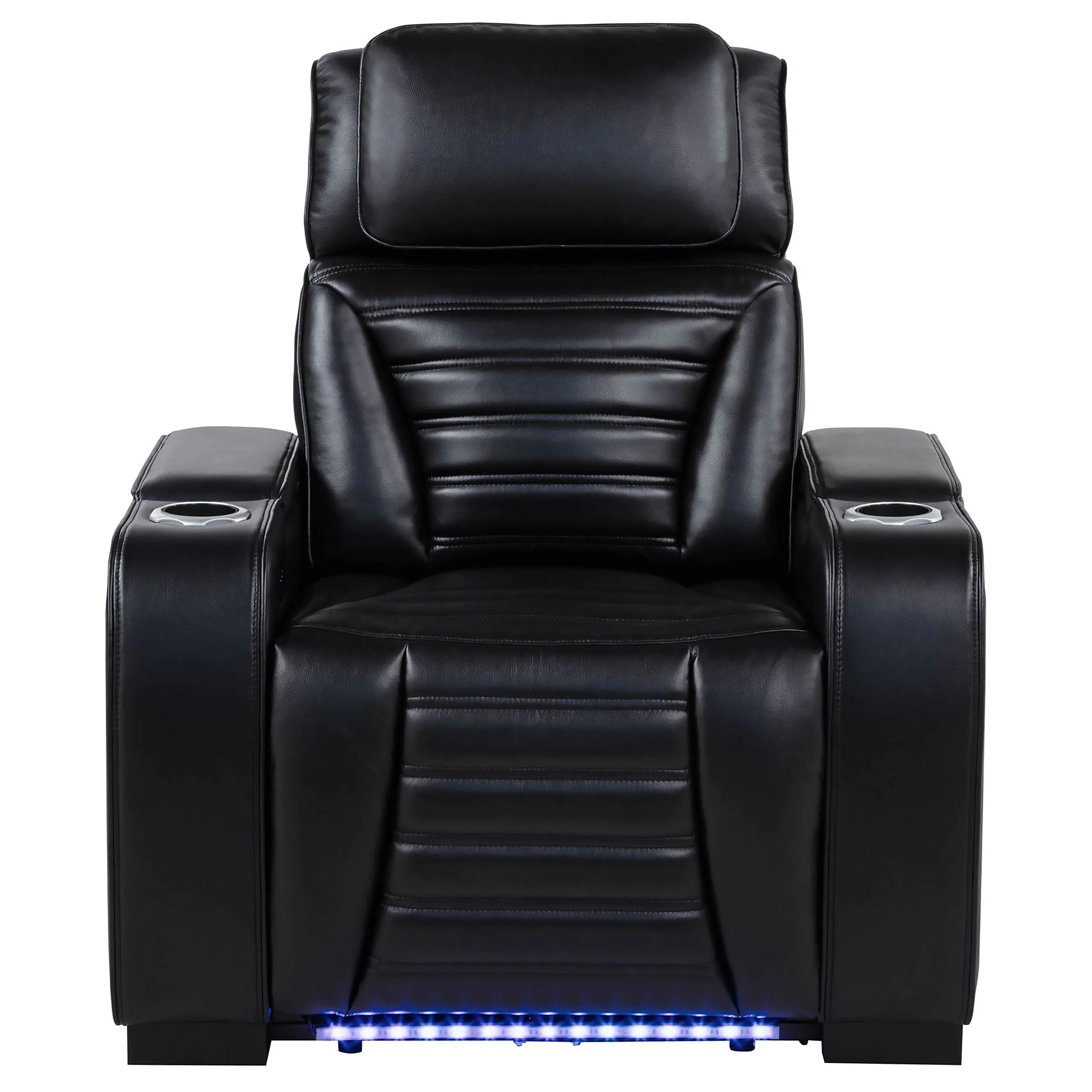 Zuma Faux Leather Dual Power LED Recliner Black - Image 2
